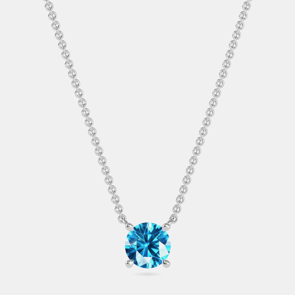 10K White Gold Round Lab Created London Blue Stone Solitaire Pendant (2.00 ctw) 10K White Gold Round Lab Created London Blue Stone Solitaire Pendant (2.00 ctw)