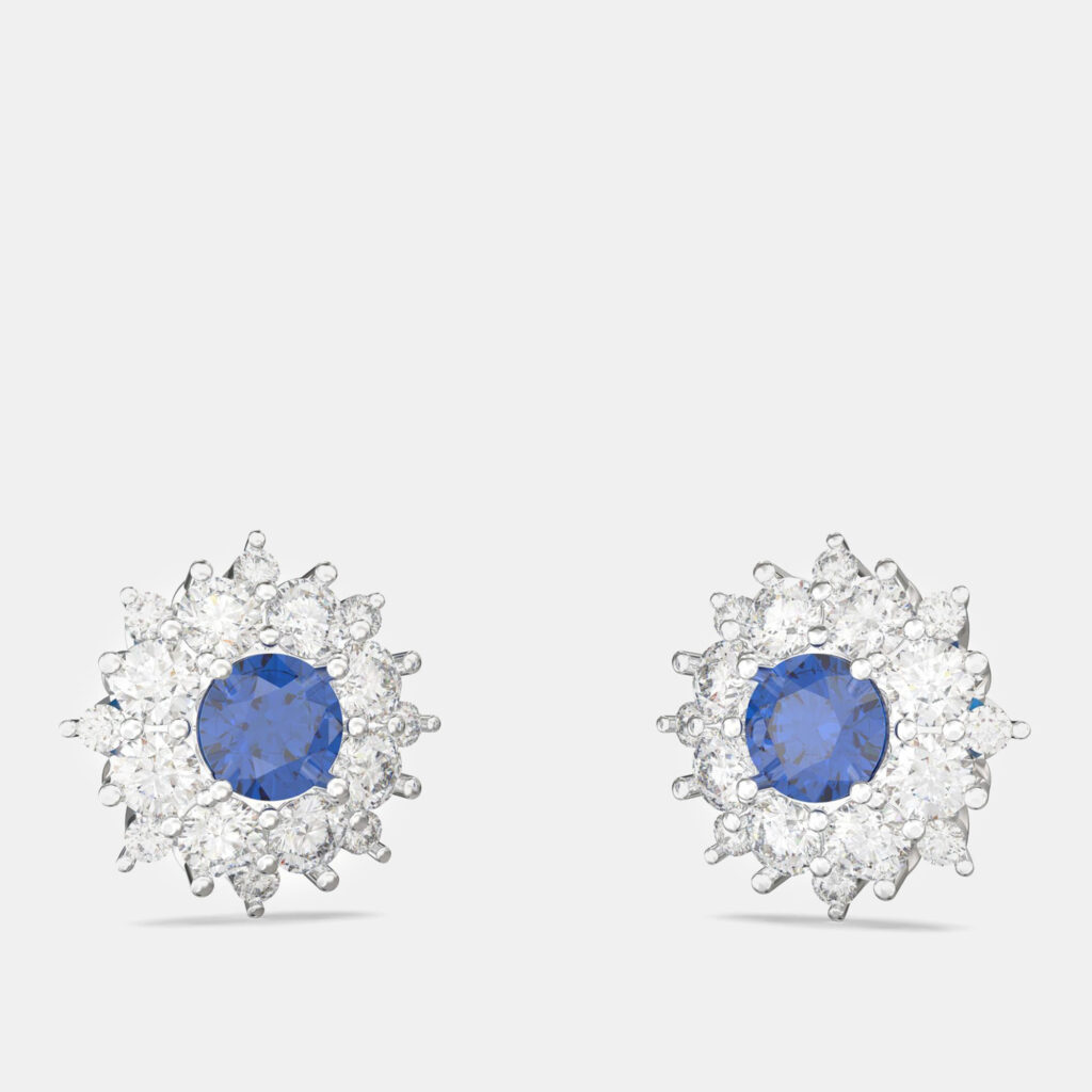 925 Sterling Silver Flower Color & Lab Grown Diamond Stud Earrings 925 Sterling Silver Flower Color & Lab Grown Diamond Stud Earrings