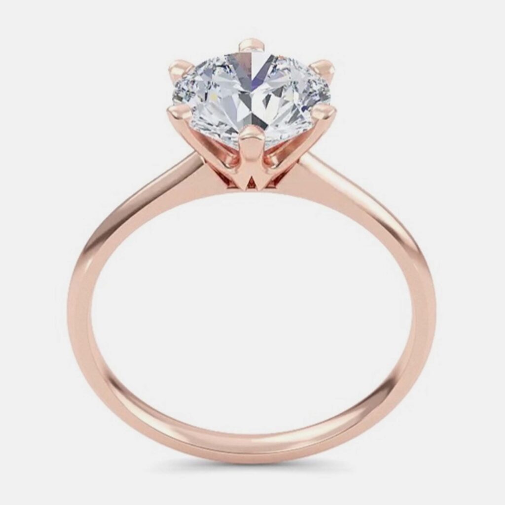 6.00 Ct Round Plain 6 Prongs 14K Rose Gold Lab Grown Diamond Solitaire Ring US 7 6.00 Ct Round Plain 6 Prongs 14K Rose Gold Lab Grown Diamond Solitaire Ring US 7