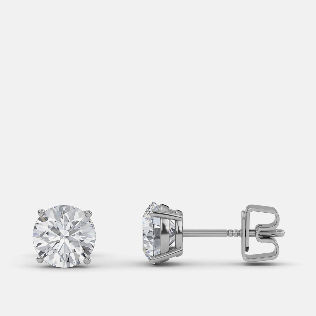 5.00 Ct Round 14K White Gold Lab Grown Diamond Solitaire 4 Prong Earrings 5.00 Ct Round 14K White Gold Lab Grown Diamond Solitaire 4 Prong Earrings