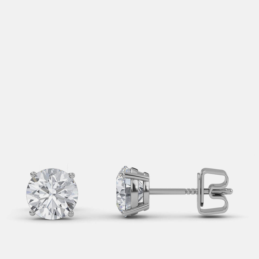 6.00 Ct Round 14K White Gold Lab Grown Diamond Solitaire 4 Prong Earrings 6.00 Ct Round 14K White Gold Lab Grown Diamond Solitaire 4 Prong Earrings