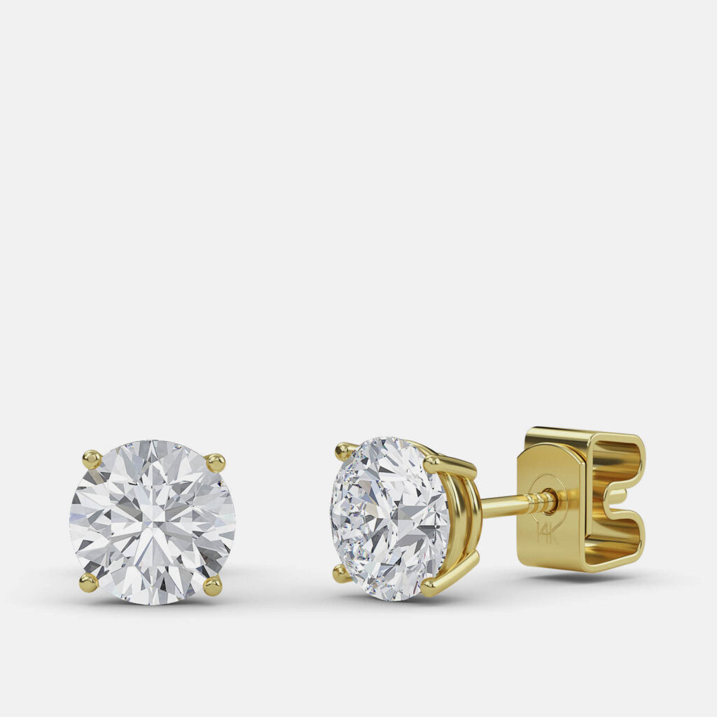 4.00 Ct Round 14K Yellow Gold Lab Grown Diamond Solitaire 4 Prong Earrings 4.00 Ct Round 14K Yellow Gold Lab Grown Diamond Solitaire 4 Prong Earrings