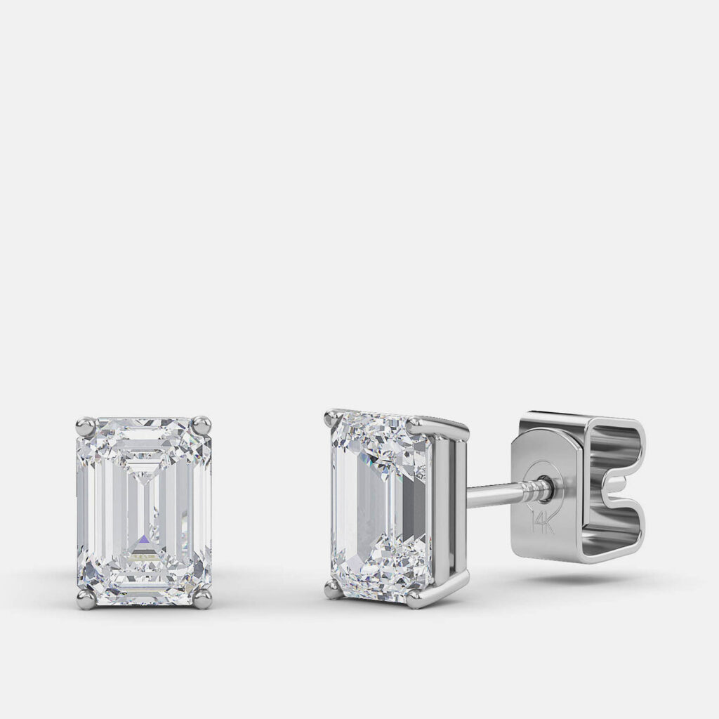 5.00 Ct Emerald 14K White Gold Lab Grown Diamond Solitaire 4 Prong Earring 5.00 Ct Emerald 14K White Gold Lab Grown Diamond Solitaire 4 Prong Earring