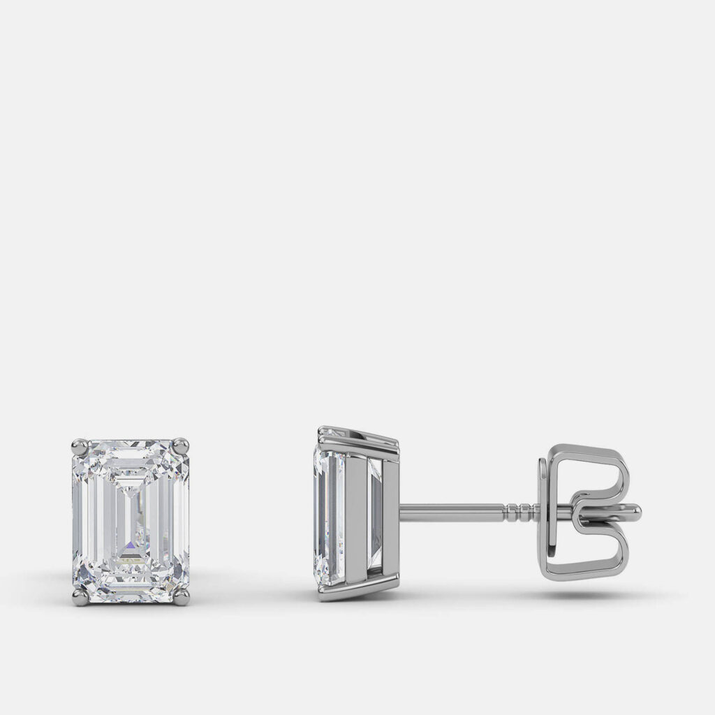 8.00 Ct Emerald 14K White Gold Lab Grown Diamond Solitaire 4 Prong Earring 8.00 Ct Emerald 14K White Gold Lab Grown Diamond Solitaire 4 Prong Earring