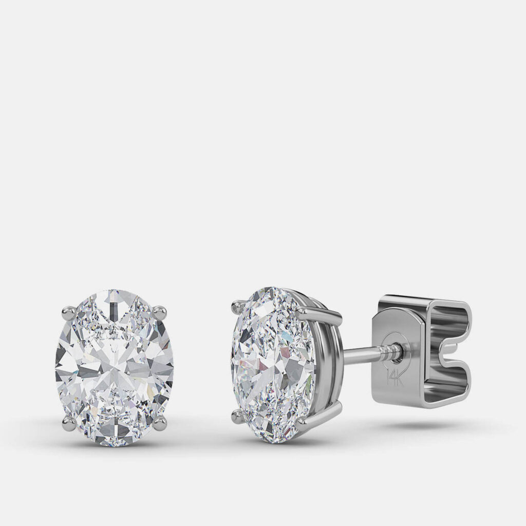 5.00 Ct Oval 14K White Gold Lab Grown Diamond Solitaire 4 Prong Earring 5.00 Ct Oval 14K White Gold Lab Grown Diamond Solitaire 4 Prong Earring