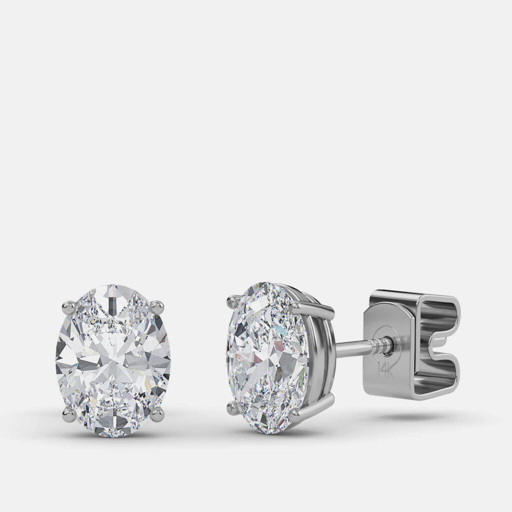 8.00 Ct Oval 14K White Gold Lab Grown Diamond Solitaire 4 Prong Earring 8.00 Ct Oval 14K White Gold Lab Grown Diamond Solitaire 4 Prong Earring