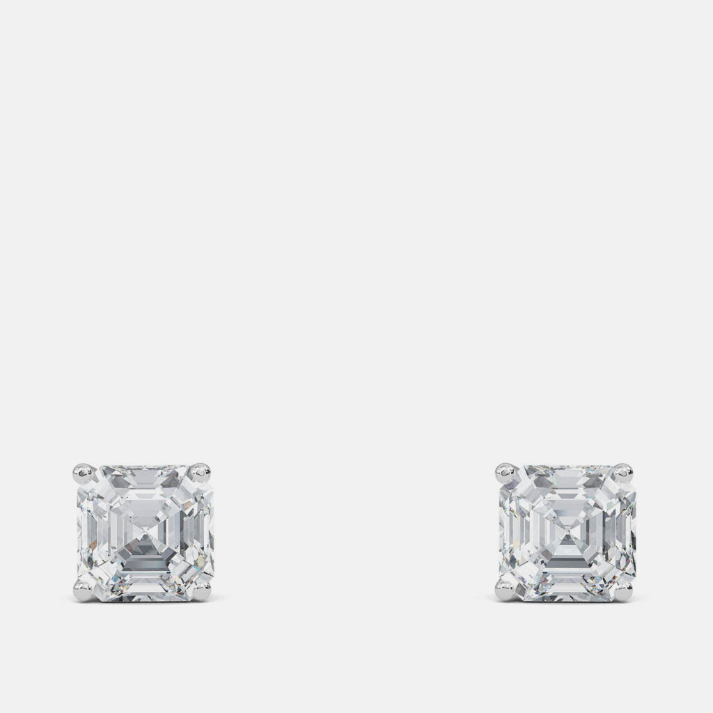 5.00 Ct Asscher 14K White Gold Lab Grown Diamond Solitaire 4 Prong Earring 5.00 Ct Asscher 14K White Gold Lab Grown Diamond Solitaire 4 Prong Earring
