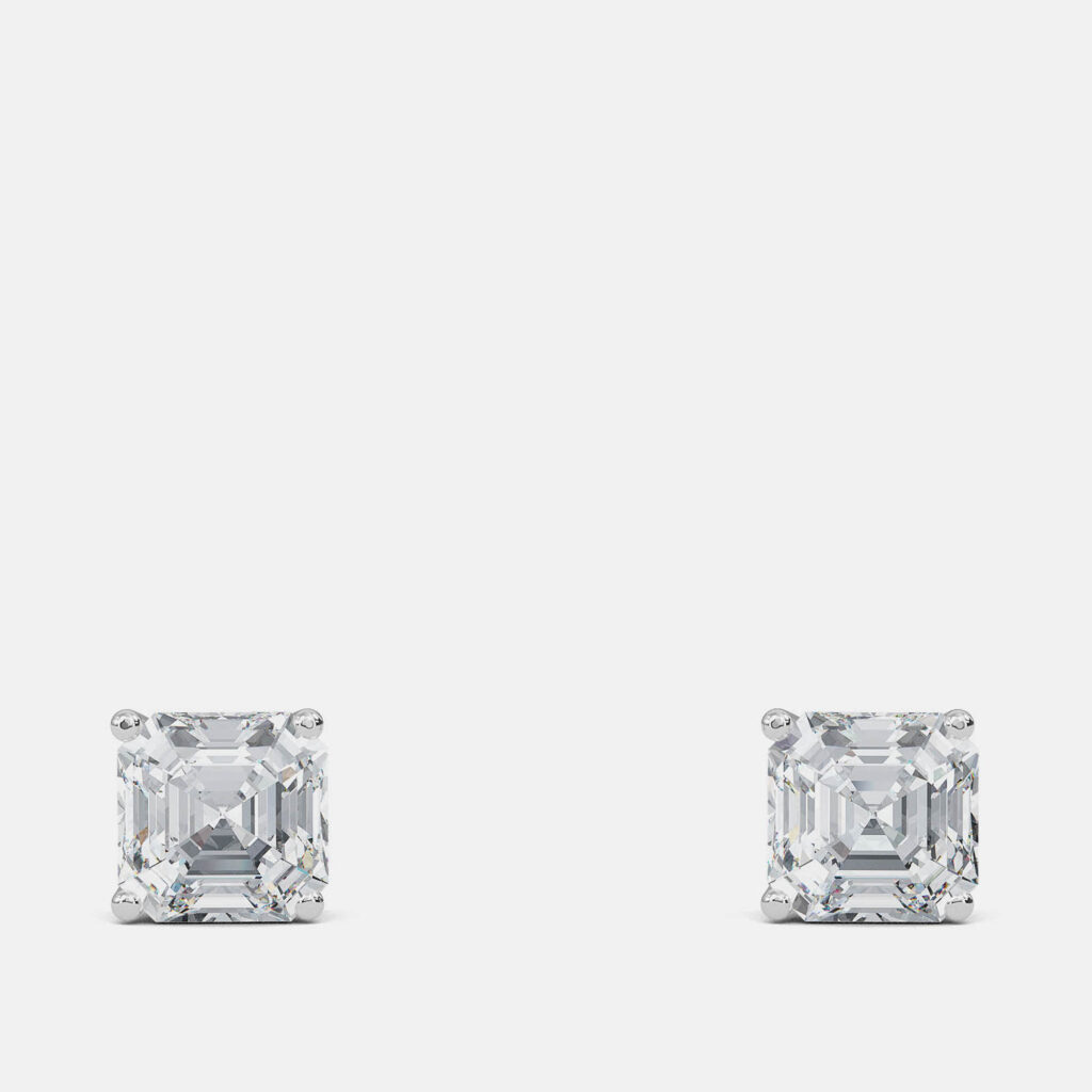 8.00 Ct Asscher 14K White Gold Lab Grown Diamond Solitaire 4 Prong Earring 8.00 Ct Asscher 14K White Gold Lab Grown Diamond Solitaire 4 Prong Earring