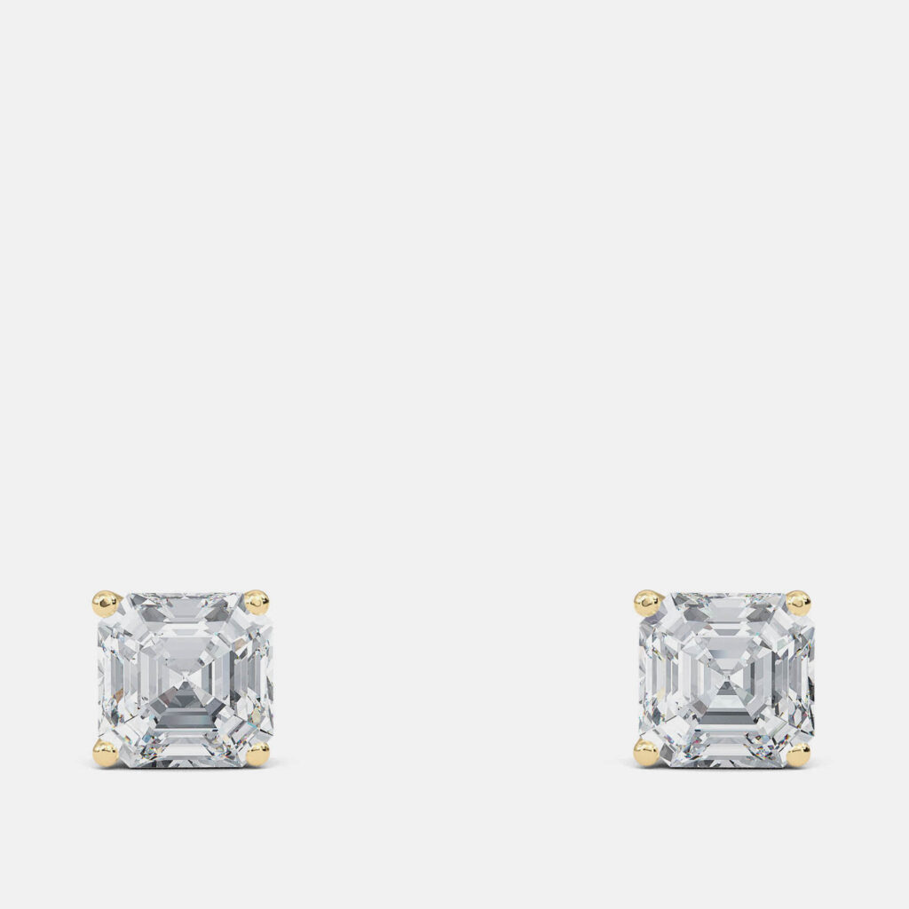 5.00 Ct Asscher 14K Yellow Gold Lab Grown Diamond Solitaire 4 Prong Earring 5.00 Ct Asscher 14K Yellow Gold Lab Grown Diamond Solitaire 4 Prong Earring