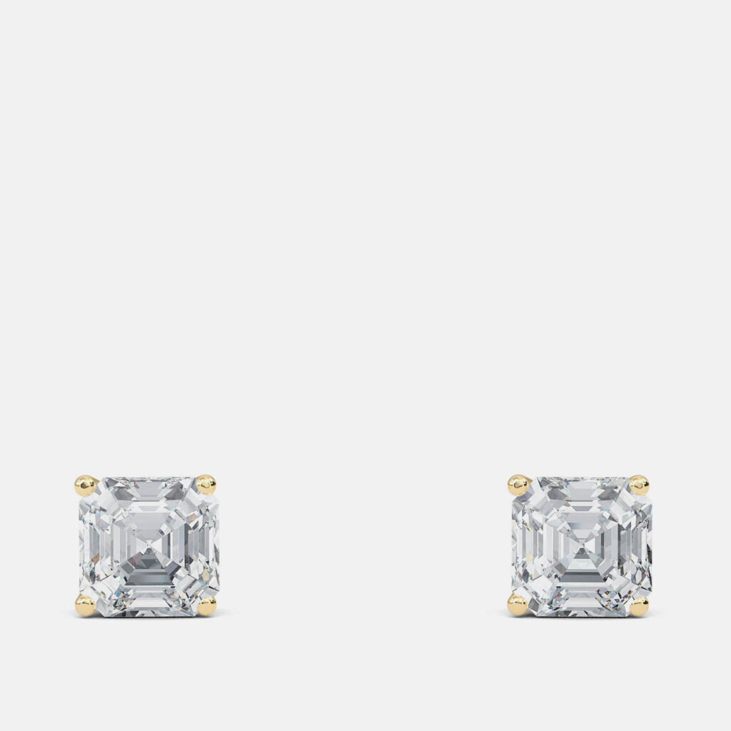 6.00 Ct Asscher 14K Yellow Gold Lab Grown Diamond Solitaire 4 Prong Earring 6.00 Ct Asscher 14K Yellow Gold Lab Grown Diamond Solitaire 4 Prong Earring