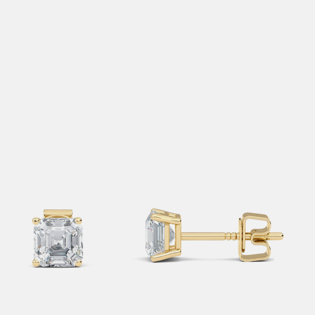 7.00 Ct Asscher 14K Yellow Gold Lab Grown Diamond Solitaire 4 Prong Earring 7.00 Ct Asscher 14K Yellow Gold Lab Grown Diamond Solitaire 4 Prong Earring
