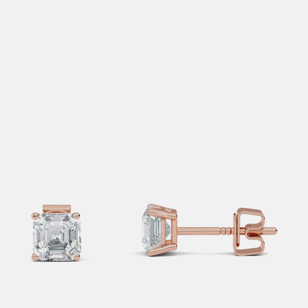 4.00 Ct Asscher 14K Rose Gold Lab Grown Diamond Solitaire 4 Prong Earring 4.00 Ct Asscher 14K Rose Gold Lab Grown Diamond Solitaire 4 Prong Earring
