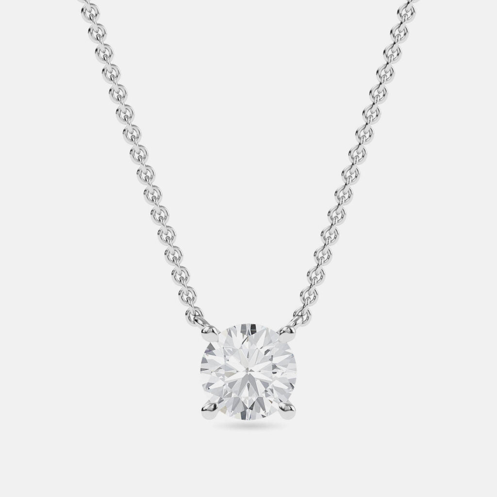 6.00 Ct Round 14K White Gold Lab Grown Diamonds Solitaire 4 Prong Pendant 6.00 Ct Round 14K White Gold Lab Grown Diamonds Solitaire 4 Prong Pendant