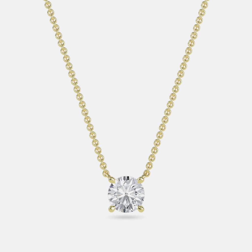 4.00 Ct Round 14K Yellow Gold Lab Grown Diamonds Solitaire 4 Prong Pendant 4.00 Ct Round 14K Yellow Gold Lab Grown Diamonds Solitaire 4 Prong Pendant