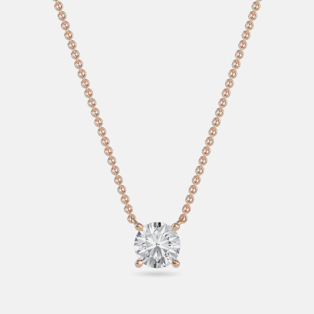 4.00 Ct Round 14K Rose Gold Lab Grown Diamonds Solitaire 4 Prong Pendant 4.00 Ct Round 14K Rose Gold Lab Grown Diamonds Solitaire 4 Prong Pendant