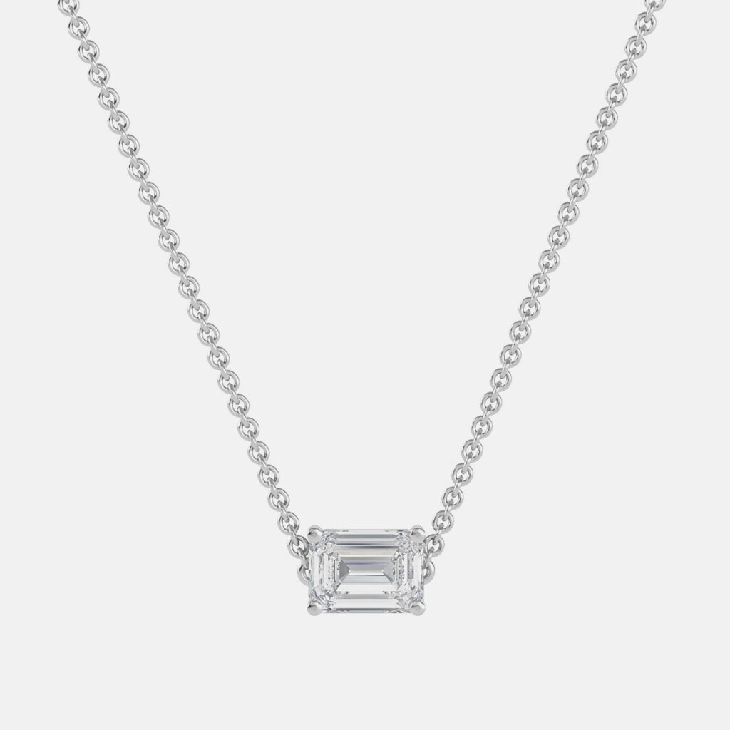4.00 Ct Emerald 14K White Gold Lab Grown Diamonds Solitaire 4 Prong Pendant 4.00 Ct Emerald 14K White Gold Lab Grown Diamonds Solitaire 4 Prong Pendant
