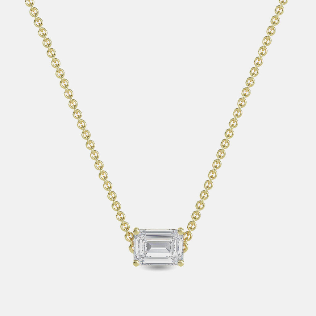 8.00 Ct Emerald 14K Yellow Gold Lab Grown Diamonds Solitaire 4 Prong Pendant 8.00 Ct Emerald 14K Yellow Gold Lab Grown Diamonds Solitaire 4 Prong Pendant