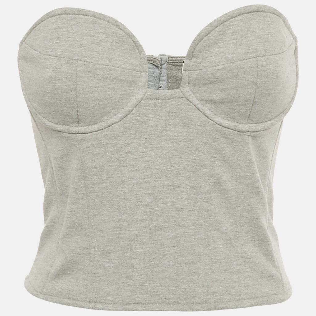 Magda Butrym Grey Cotton Blend Strapless Bustier Top S