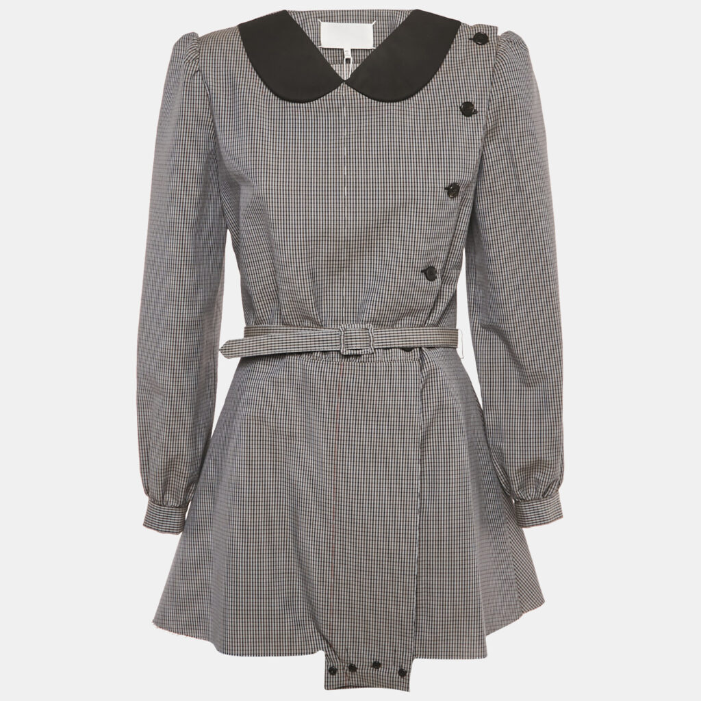 Maison Martin Margiela Grey Checkered Print Cotton & Wool Multi-Wear Mini Dress L Maison Martin Margiela Grey Checkered Print Cotton & Wool Multi-Wear Mini Dress L