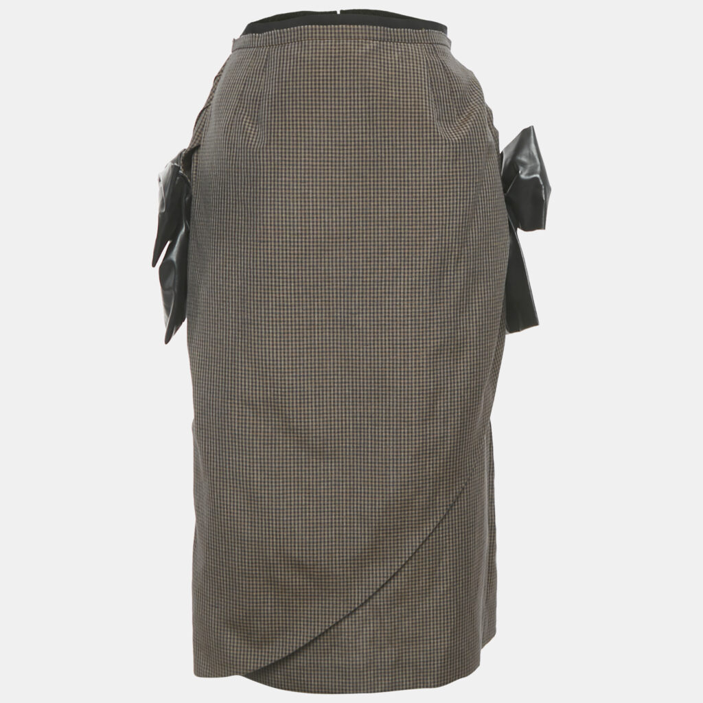 Maison Martin Margiela Brown Printed Linen & Mohair Exaggerated Bow Skirt L