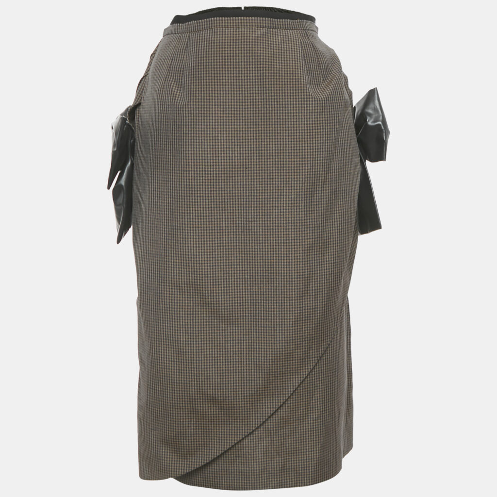 Maison Martin Margiela Brow Printed Linen &Mohair Exaggerated Bow Skirt M