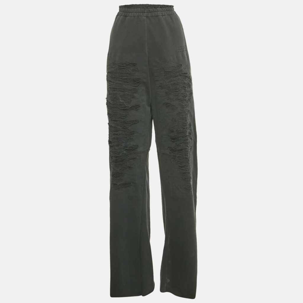 Maison Martin Margiela Grey Cotton Distressed Raw Hem Track Pants XS Maison Martin Margiela Grey Cotton Distressed Raw Hem Track Pants XS