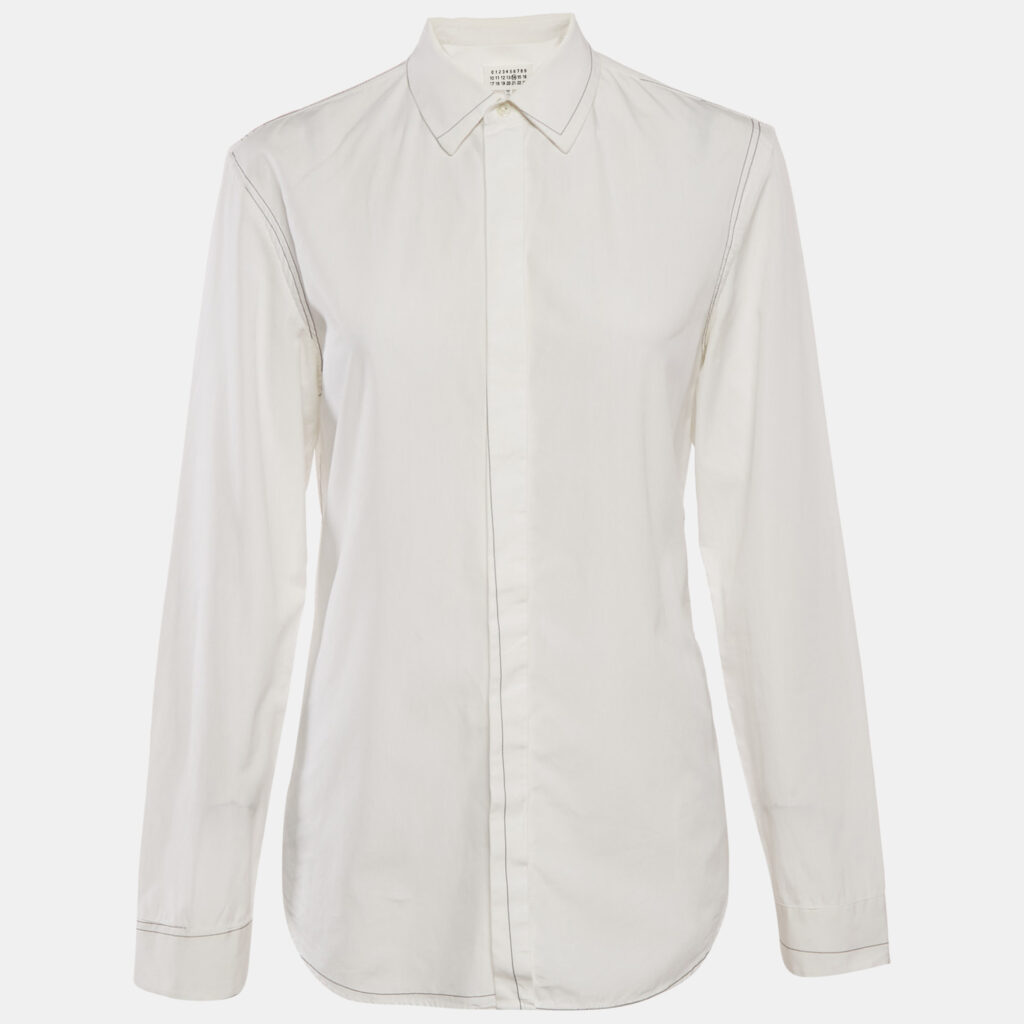 Maison Martin Margiela White Cotton Contrast Trim Shirt XS