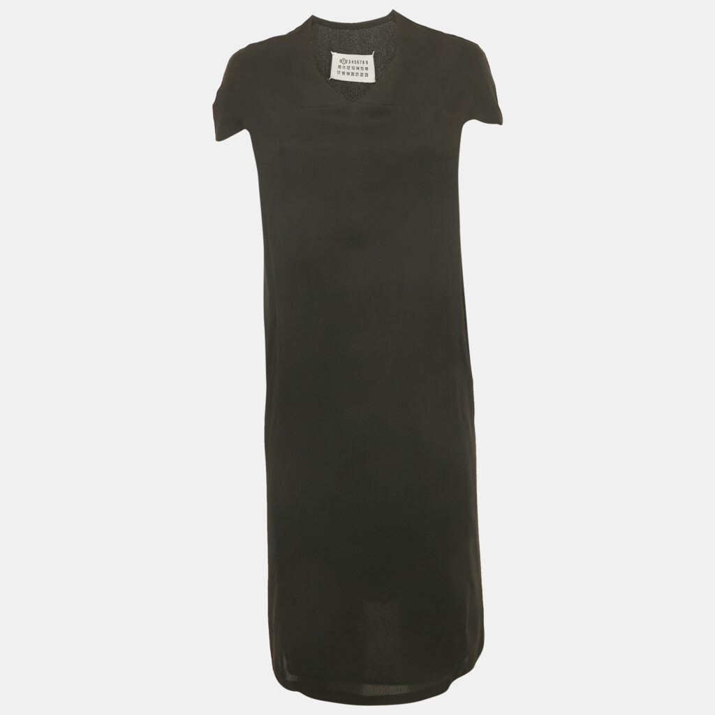 Maison Martin Margiela Black Crepe V-Neck Short Dress M