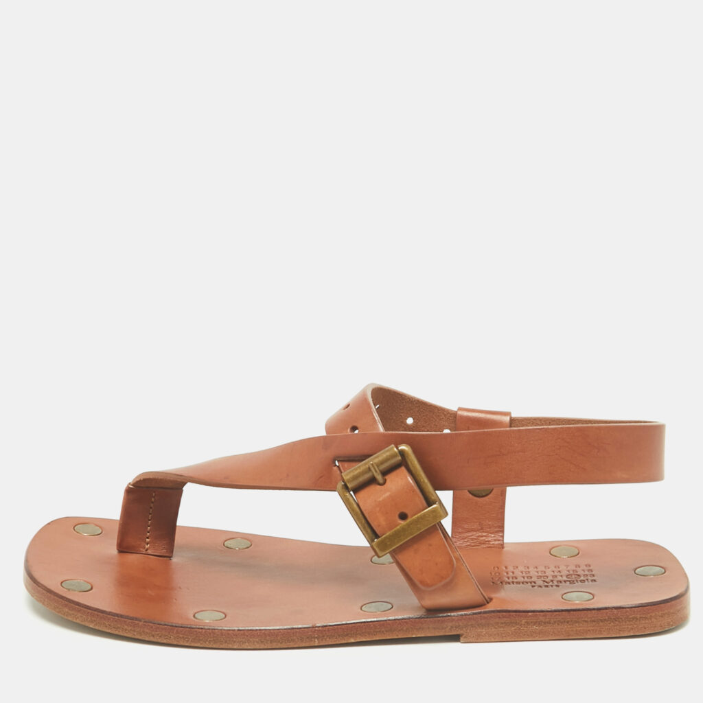 luxury-women-maison-martin-margiela-used-shoes-p1217411-007-1.jpg Maison Martin Margiela Brown Leather Thong Sandals Size 36