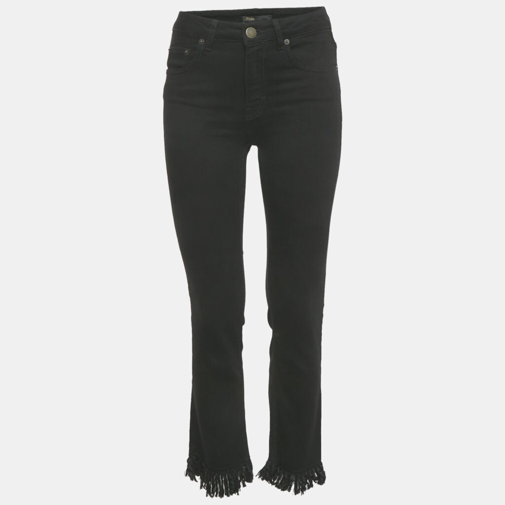 Maje Black Denim Raw Edge Jeans S Waist 26" Maje Black Denim Raw Edge Jeans S Waist 26"