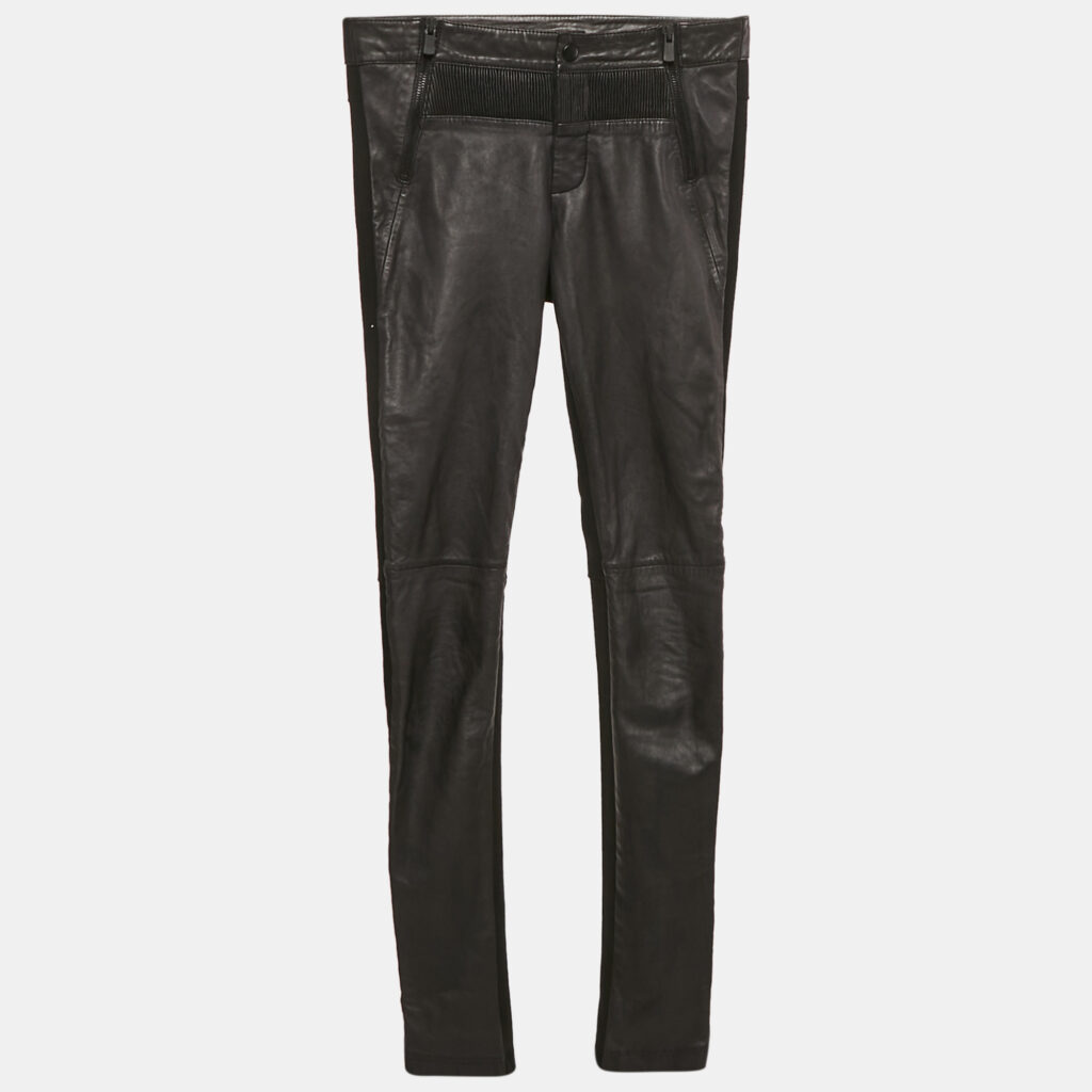 Maje Black Leather and Knit Trousers S Maje Black Leather and Knit Trousers S