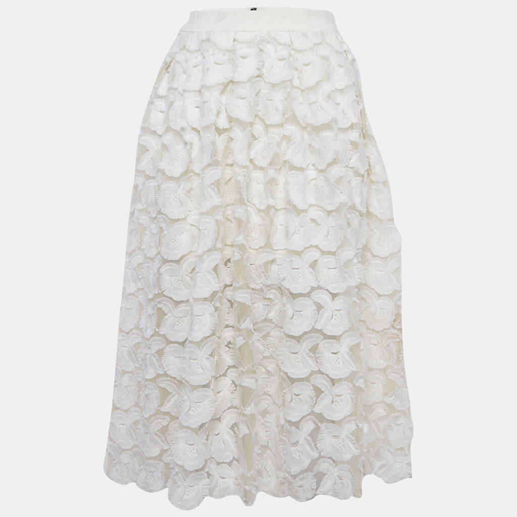 luxury-women-maje-used-clothes-p1167848-004-1.jpg Maje White Fil-Coupe Tulle Midi Skirt M