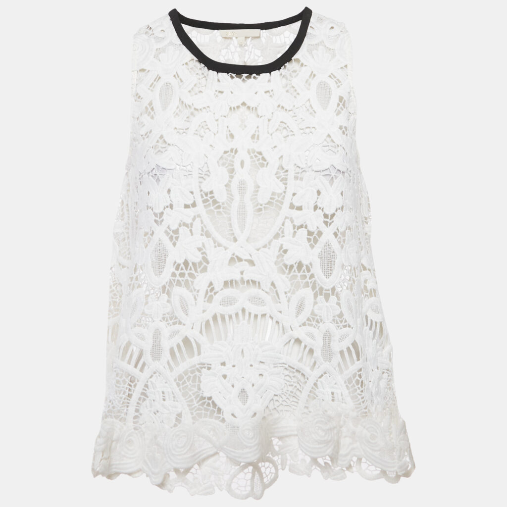 Maje White Lace Sleeveless Sheer Top M Maje White Lace Sleeveless Sheer Top M