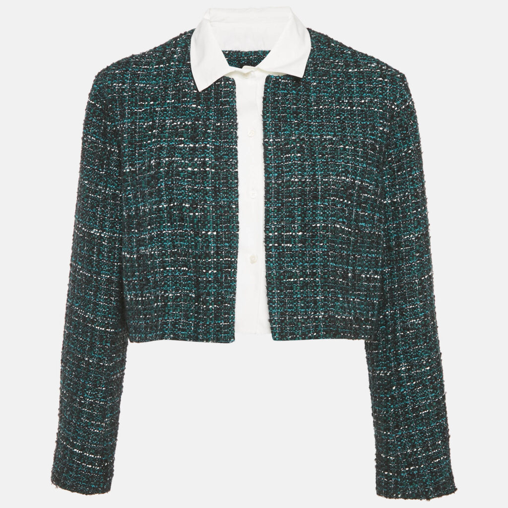 Maje Forest Green Button Front Crop Jacket XL