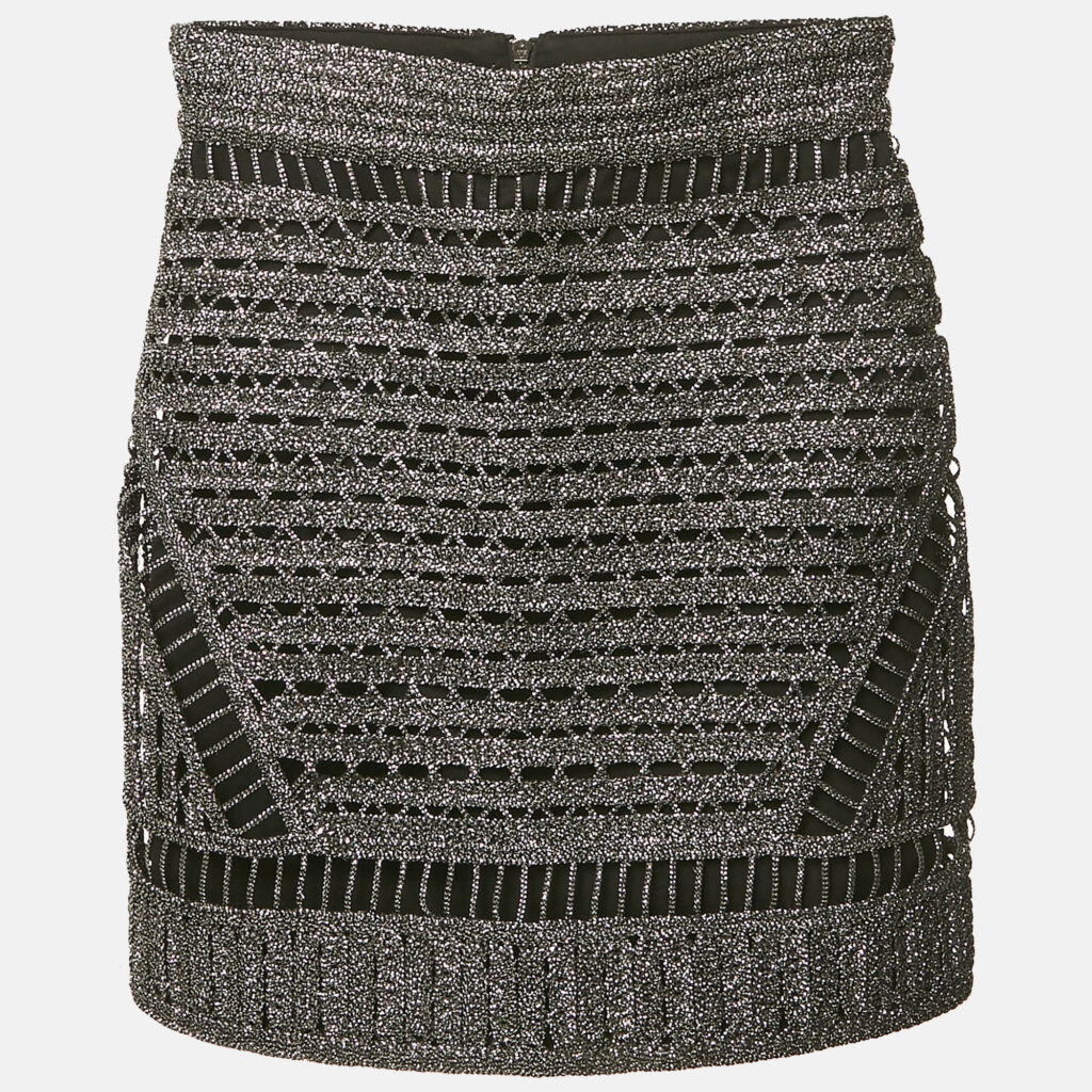 Maje Metallic Lurex Crochet Mini Skirt S Maje Metallic Lurex Crochet Mini Skirt S