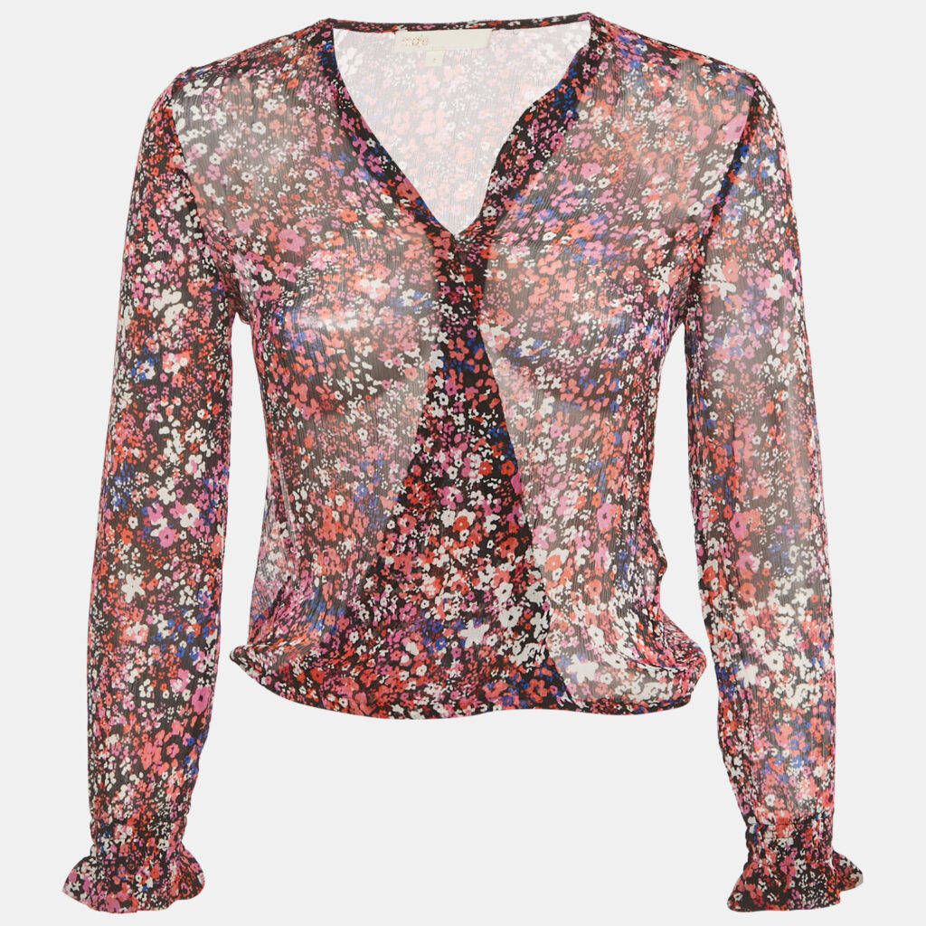 Maje Black Abstract Print Silk Top S Maje Black Abstract Print Silk Top S