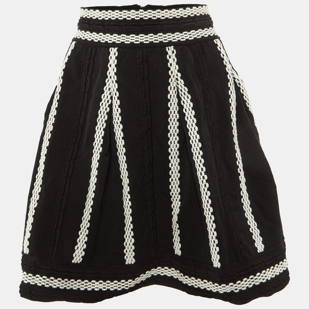 Maje Black Knit Julane Flared MIni Skirt M Maje Black Knit Julane Flared MIni Skirt M