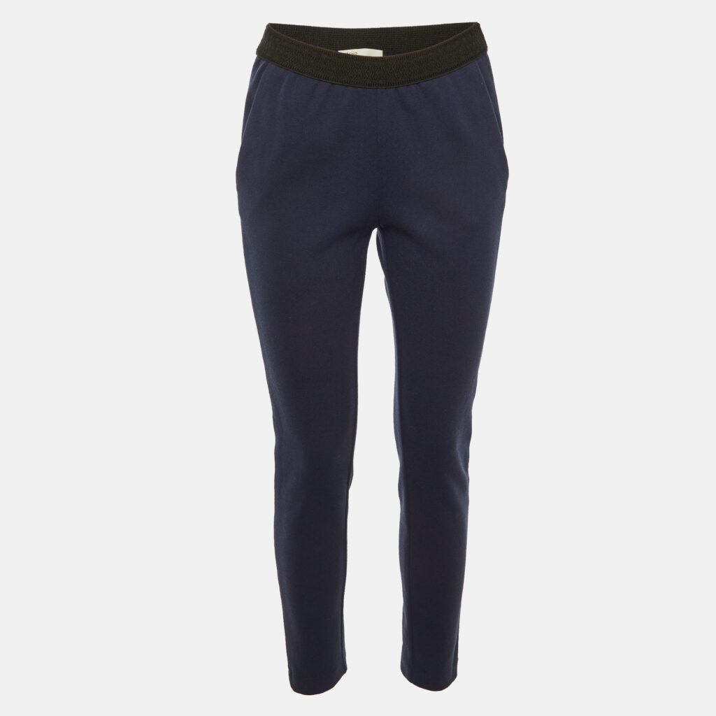 Maje Navy Blue Jersey Side Striped Polga Trousers S Maje Navy Blue Jersey Side Striped Polga Trousers S