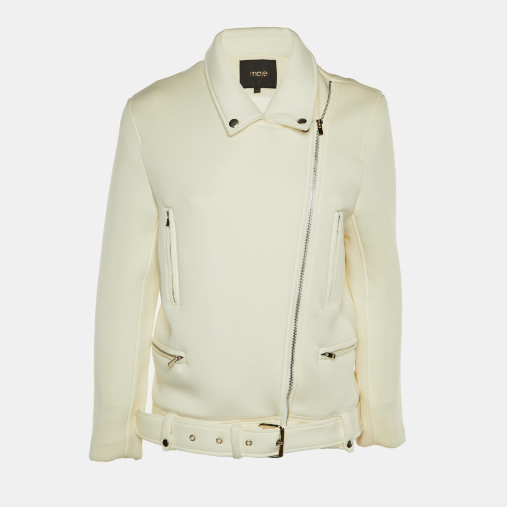 Maje Ivory Cady Biker Jacket M Maje Ivory Cady Biker Jacket M