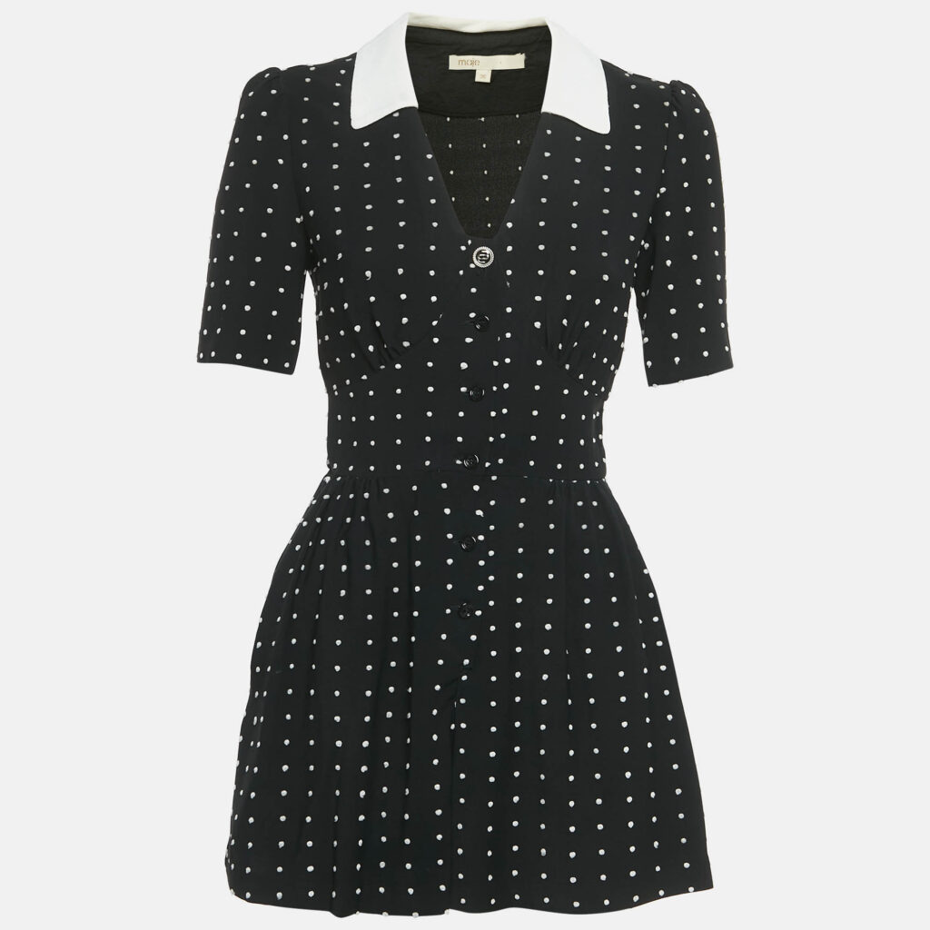 Maje Black Polka Dot Crepe Irandi Playsuit S Maje Black Polka Dot Crepe Irandi Playsuit S