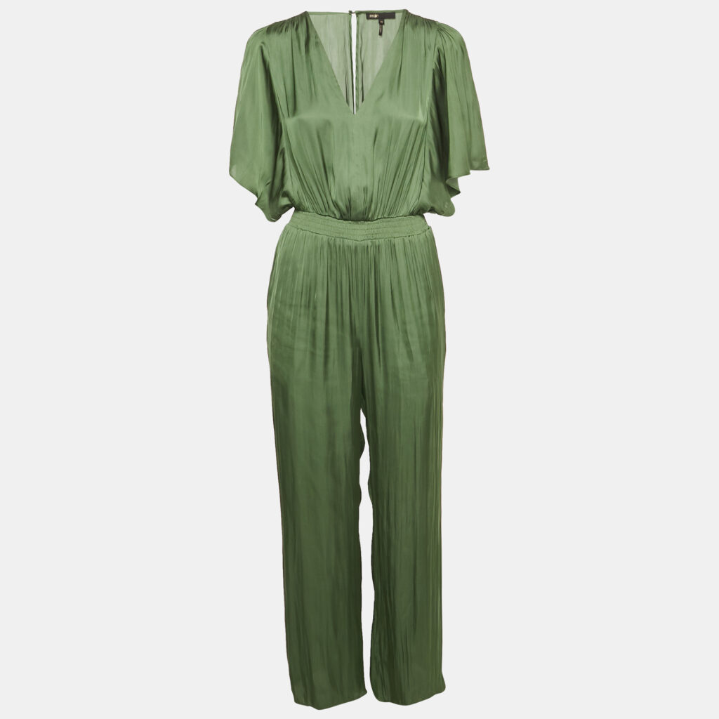 Maje Green Satin Fluid Jumpsuit S