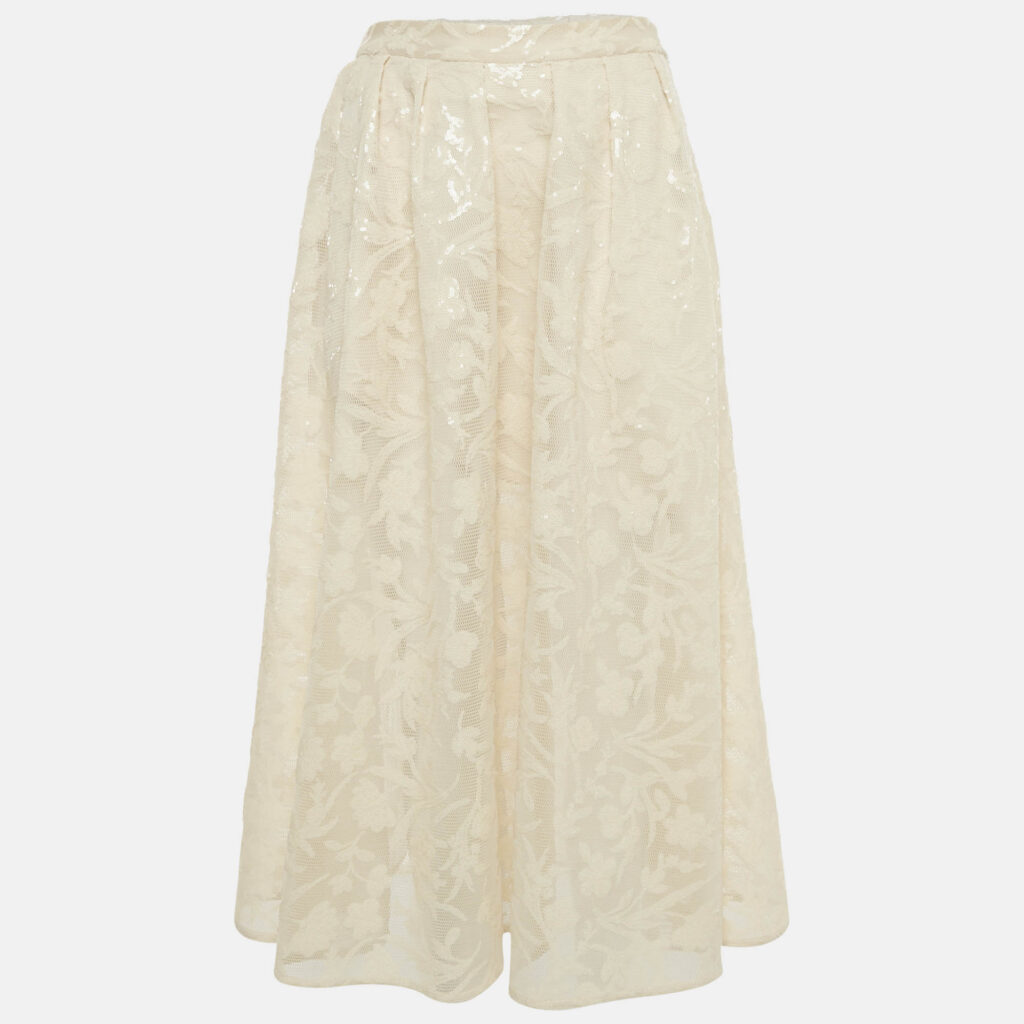 luxury-women-maje-used-clothes-p1219746-007.jpg Maje Cream Sequin Sheer Midi Skirt S