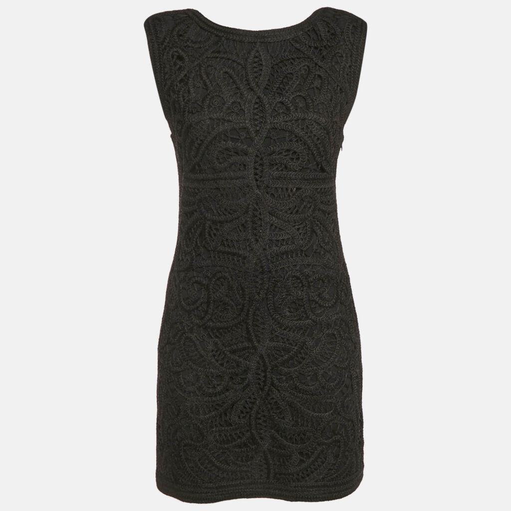 Maje Black Crochet Lace Sleeveless Mini Dress S Maje Black Crochet Lace Sleeveless Mini Dress S