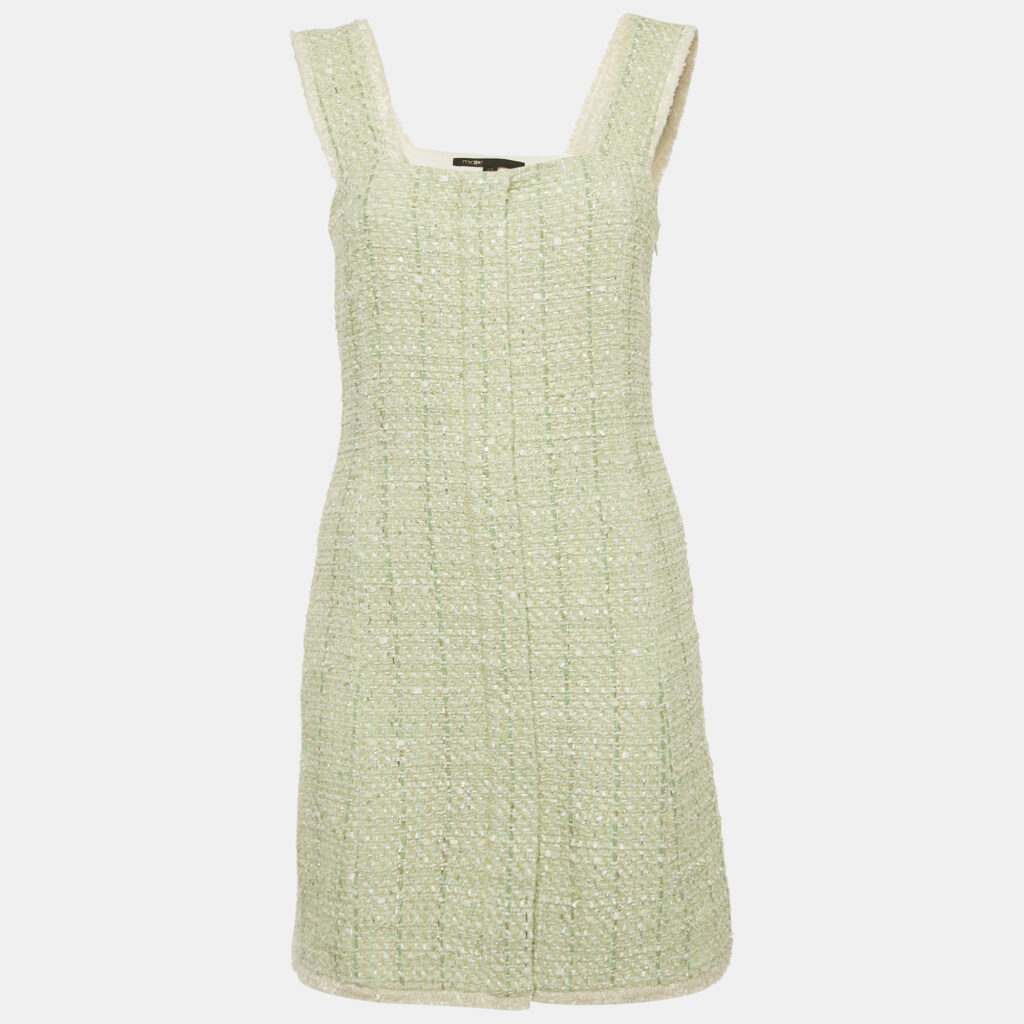 Maje Green Lurex Tweed Sleeveless Mini Dress L Maje Green Lurex Tweed Sleeveless Mini Dress L