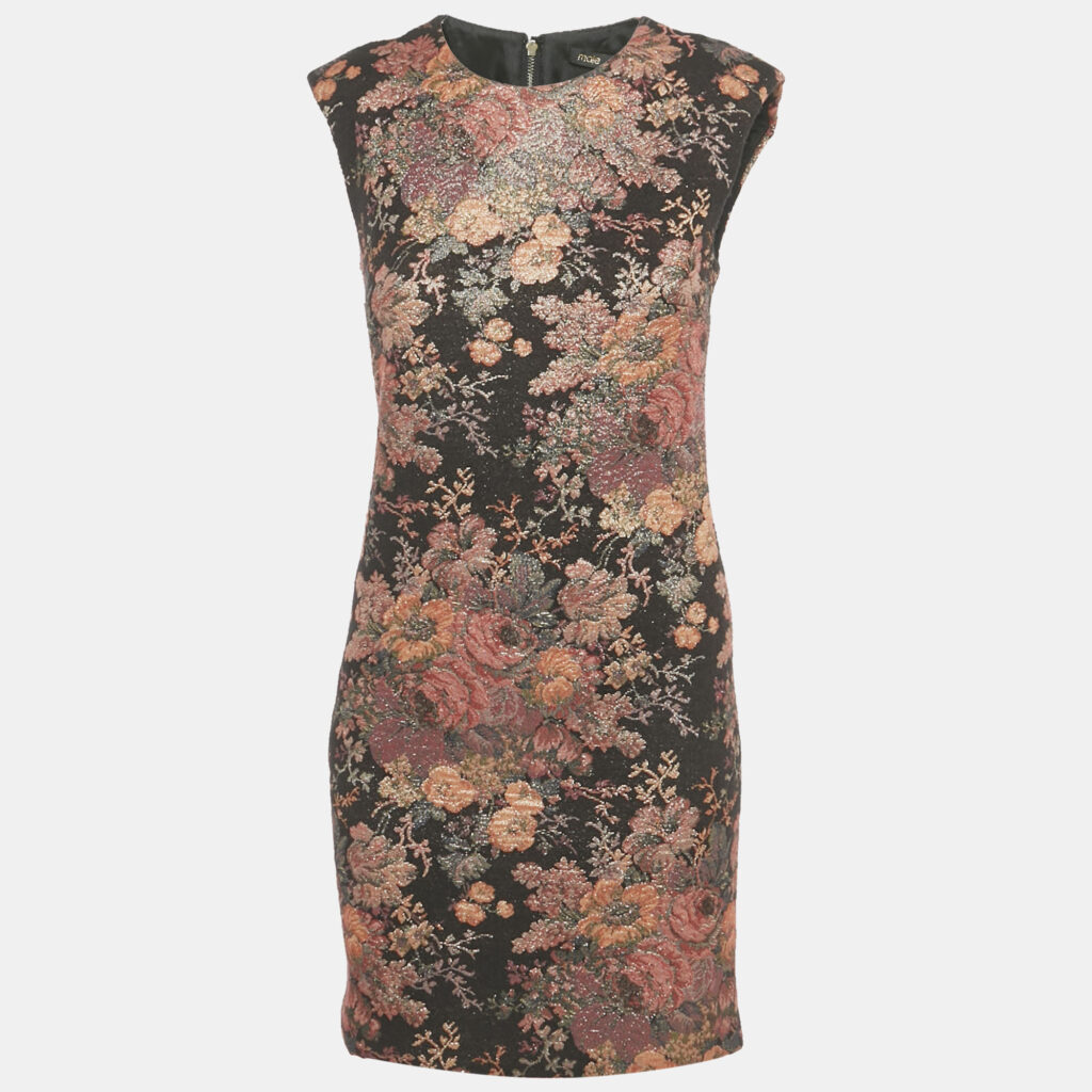 Maje Black Floral Jacquard Mini Dress S