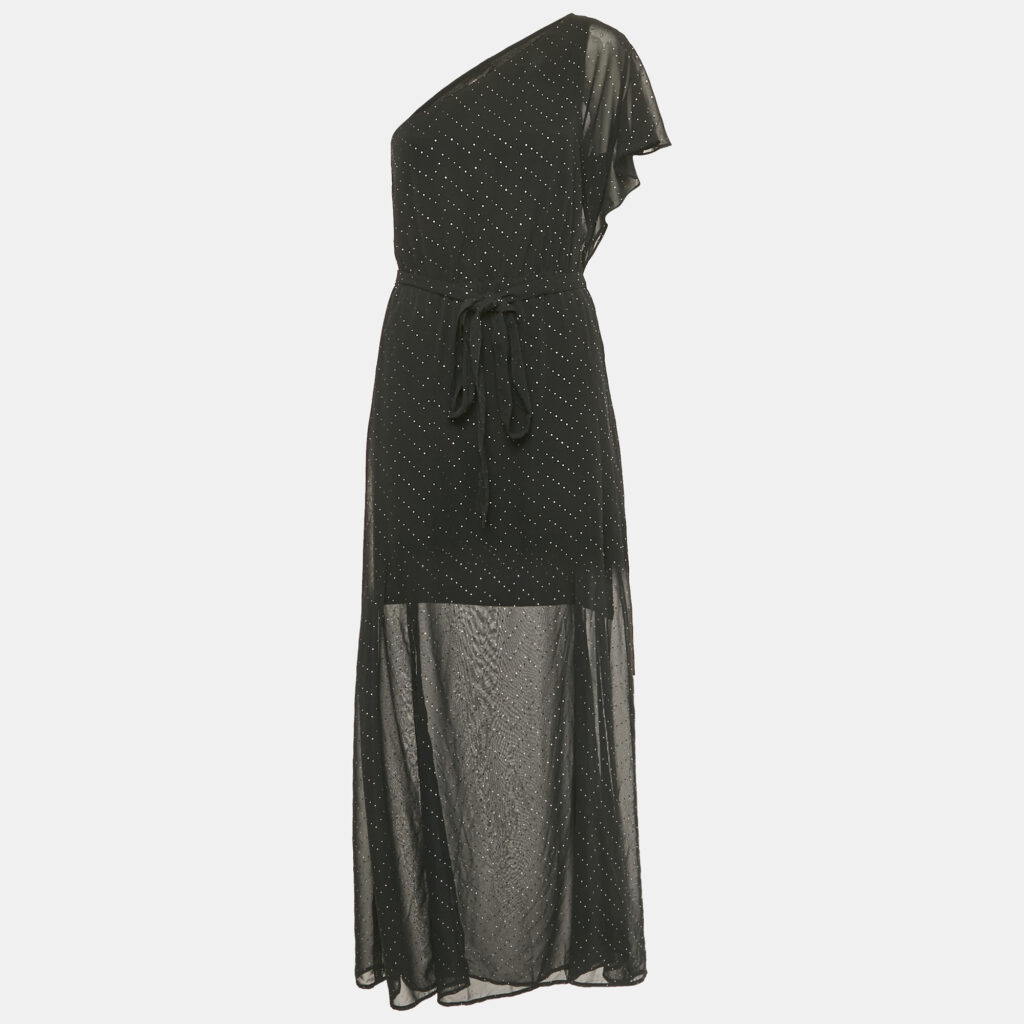 luxury-women-maje-used-clothes-p1225018-002-1.jpg Maje Black Embellished One Shoulder Crepe Maxi Dress L