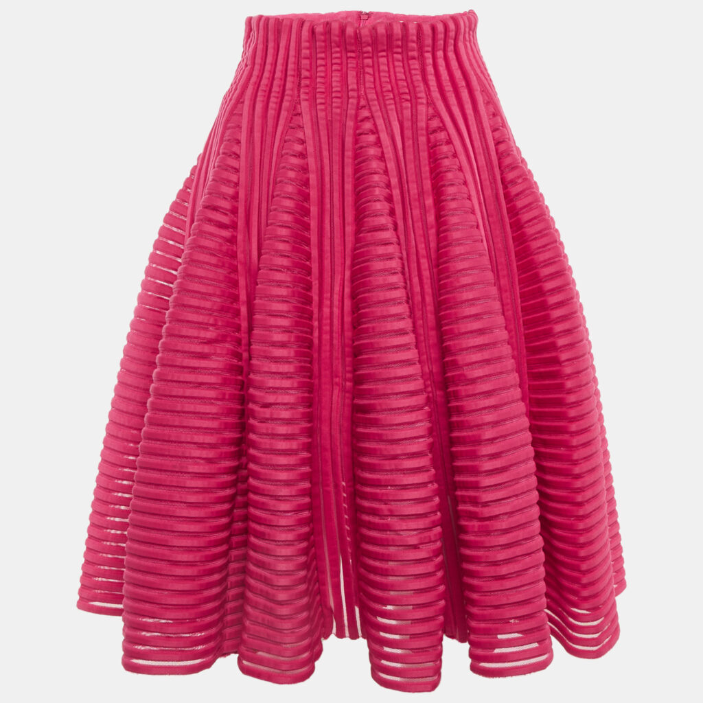 Maje Fushia Pink Neoprene Mesh Flared Skirt S Maje Fushia Pink Neoprene Mesh Flared Skirt S