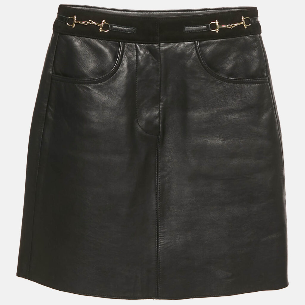 Maje Black Leather Embellished Waist Mini Skirt XS Maje Black Leather Embellished Waist Mini Skirt XS