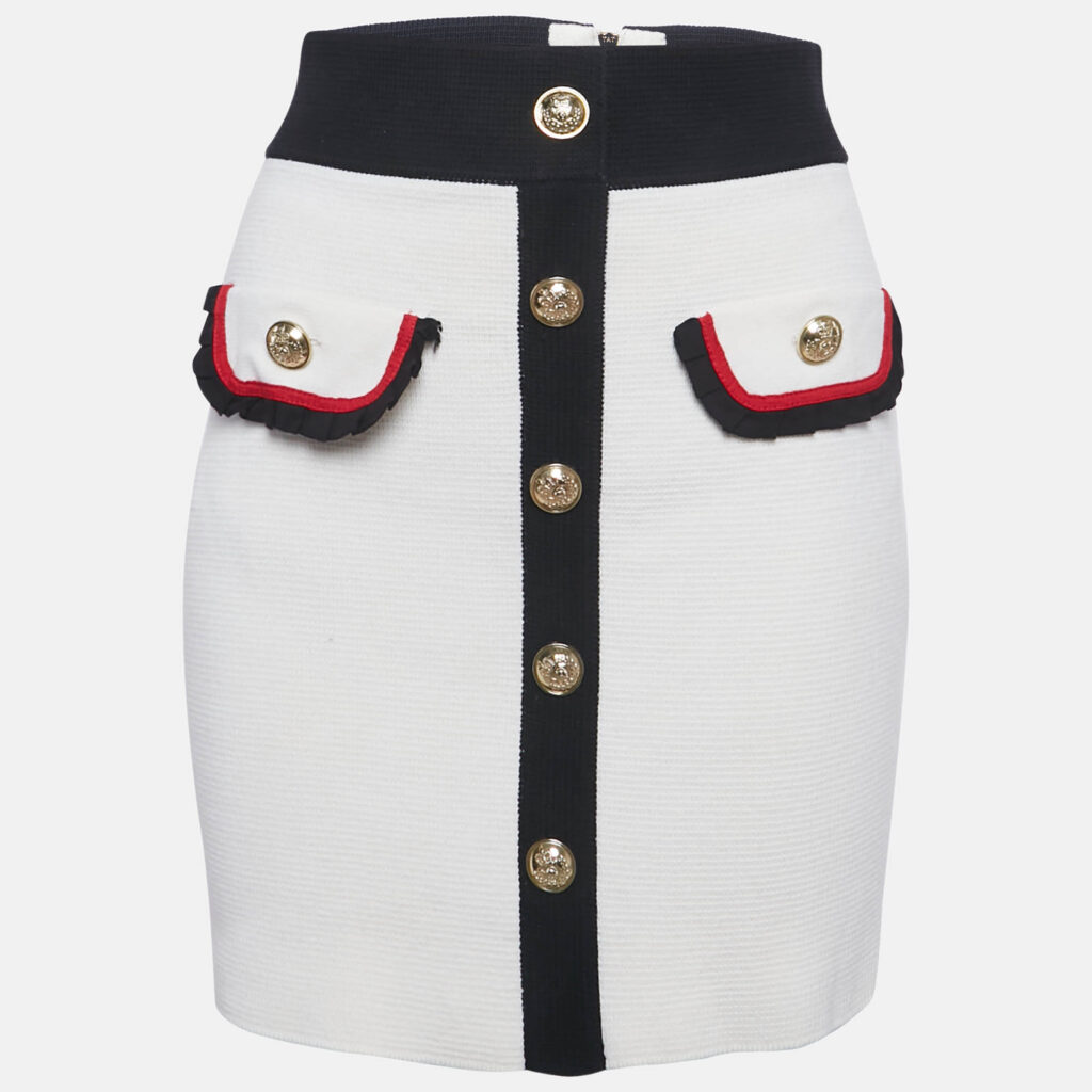 Maje Ecru Cotton Knit Jerome Mini Skirt S