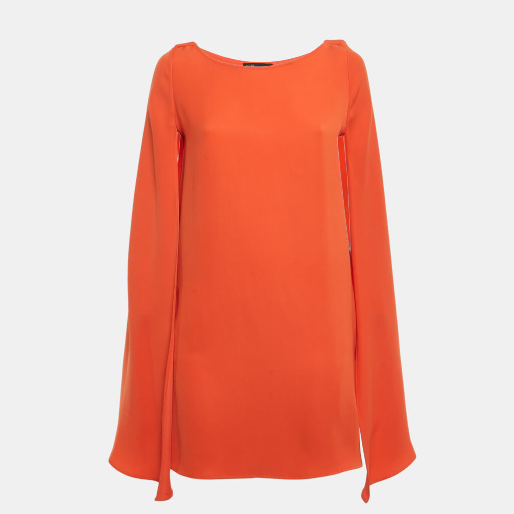 luxury-women-maje-used-clothes-p1247026-001-1.jpg Maje Orange Crepe Cape Mini Dress S